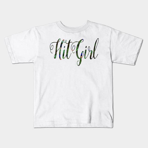 HIT GIRL COLORFUL TYPOGRAPHY Kids T-Shirt by Anthony88